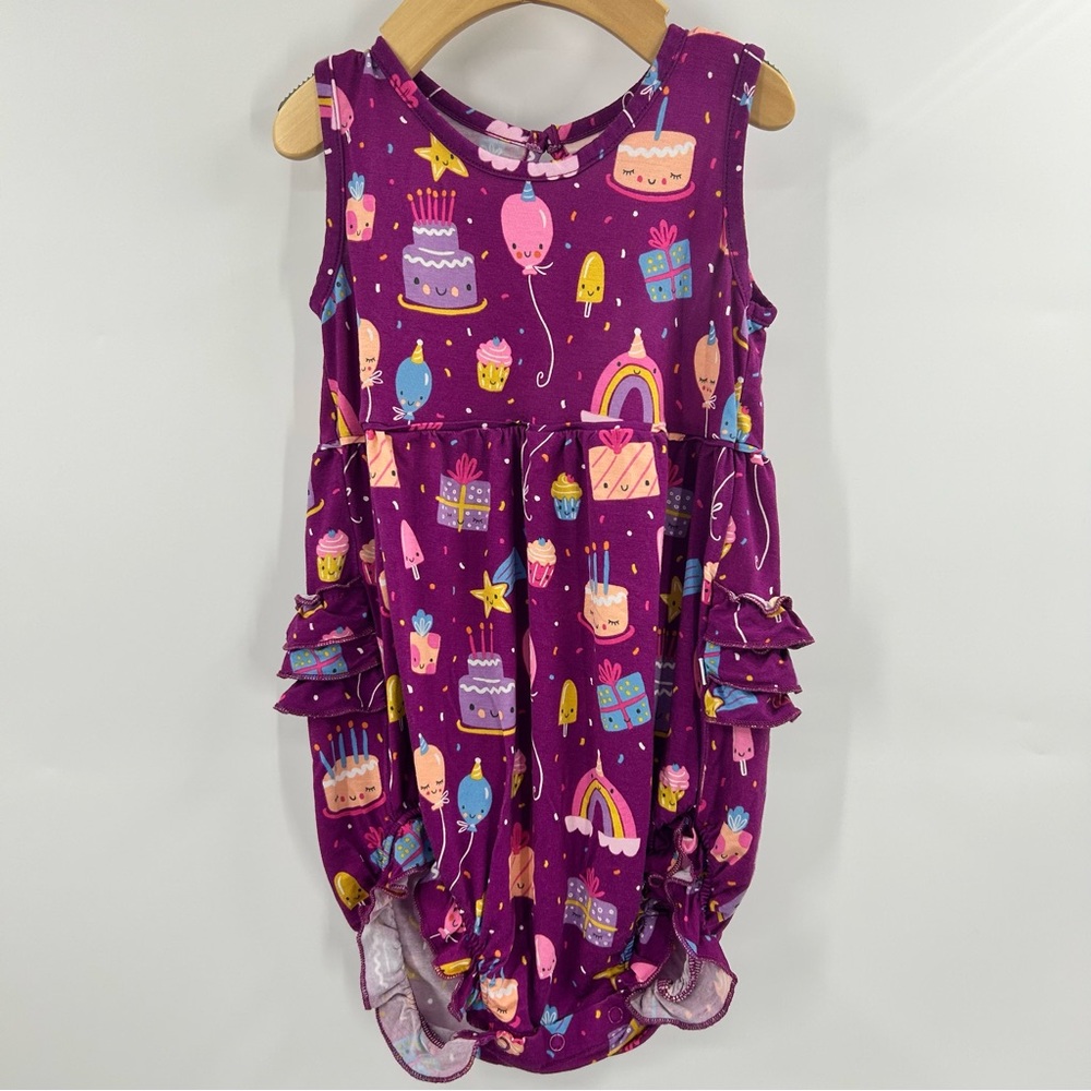 Little Sleepies Purple Birthday Wishes Bubble Romper 3T